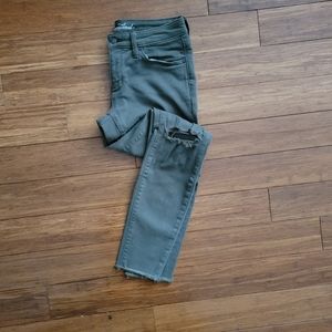 Green raw hem jean